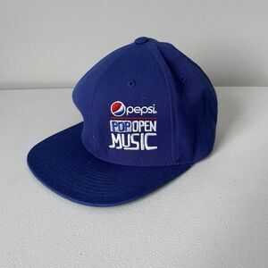 Pepsi "Pop Open Music" Blue Snap Back Flat Bill Baseball Hat Cap One Size